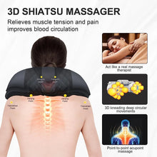 Sejoy Rechargable Neck Massager with Heat Air Compression Wireless Circulation Massage Electric Shiatsu Neck Shoulder Massager