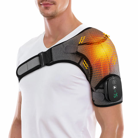 Electric Heating Shoulder Massage Brace Belt Thermal Vibrator Shoulder Temperature Massage Support Pad