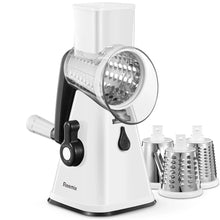 Rotary Cheese Grater, Reemix Rotary Vegetable Slicer, Rotary Kitchen Mandoline Vegetable Slicer with 3 Replaceable Stainless Ste