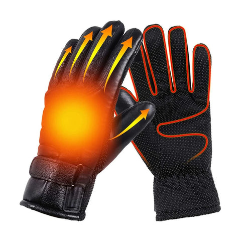 USB Winter Electric Warming Gloves Waterproof Leather Heating Gloves Soft Winter Outdoor Warm Gloves for Fishing Riding Cycling