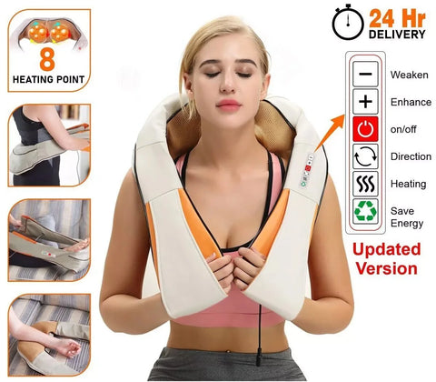 Shiatsu Back Neck Electric Shoulder Massager With Heat Deep Tissue Home