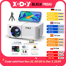 XGODY X2 Projector Full HD 4K 2.4G 5G WiFi LCD LED Video Movie Beam Android Projector Home Theater Cinema Beamer With tripod