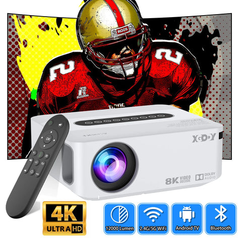 XGODY 4K Projector 12000 Lumen Full HD LED 5G WiFi & Bluetooth Projector Home Theater